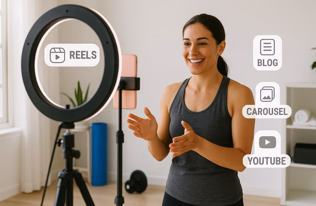 a fitness influencer recoding video and making content