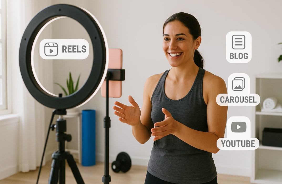 a fitness influencer recoding video and making content