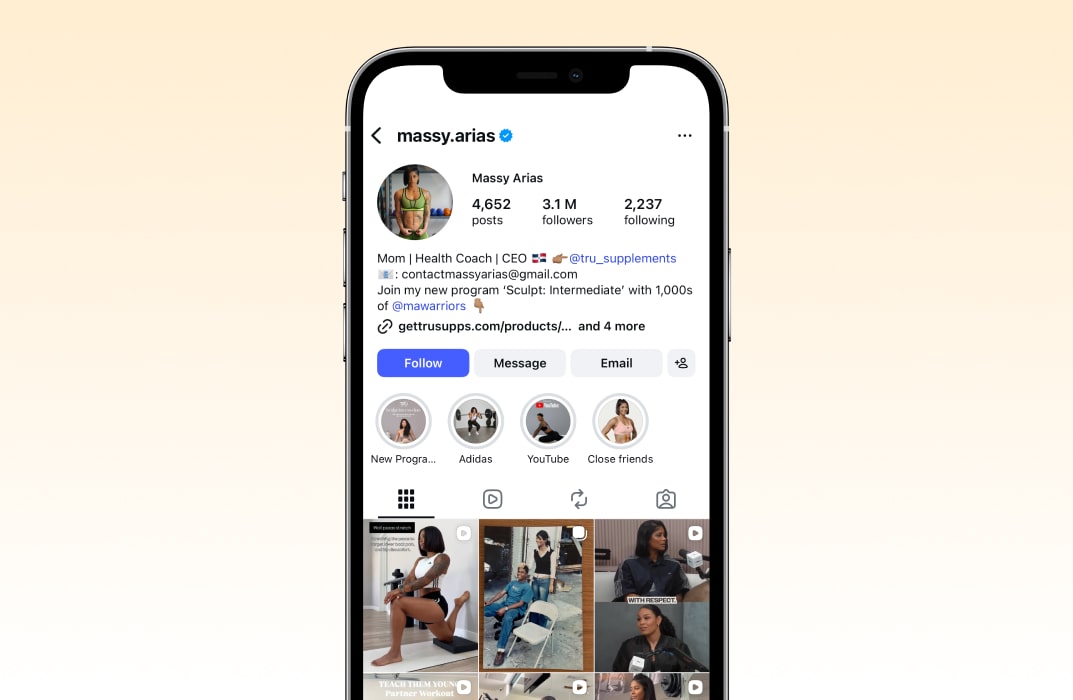 Jessamyn Stanley’s Instagram profile showing an advanced yoga pose, promoting body positivity and accessible yoga for all.