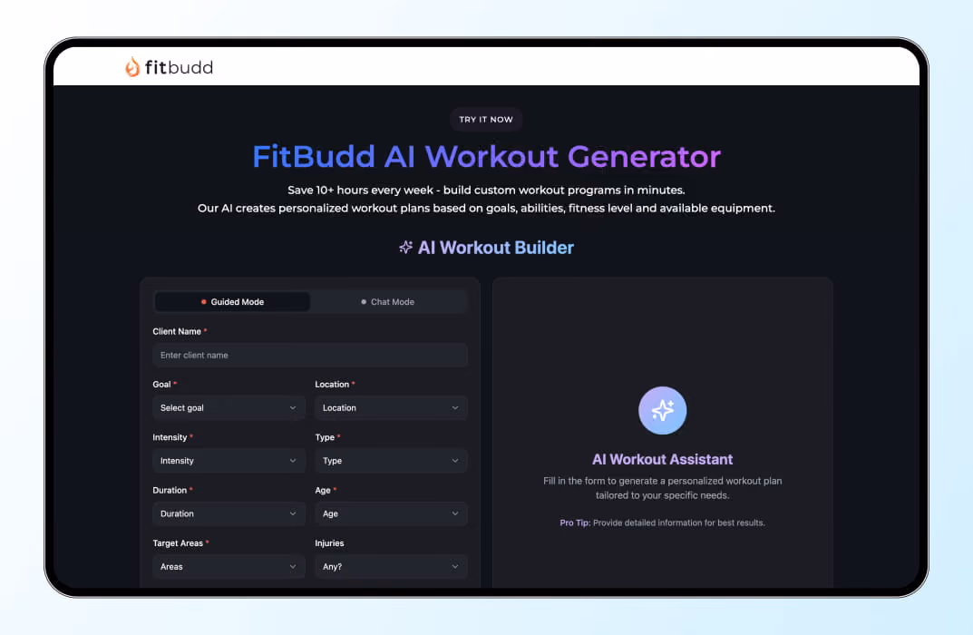 personal trainer can create programs faster with AI Workout builder