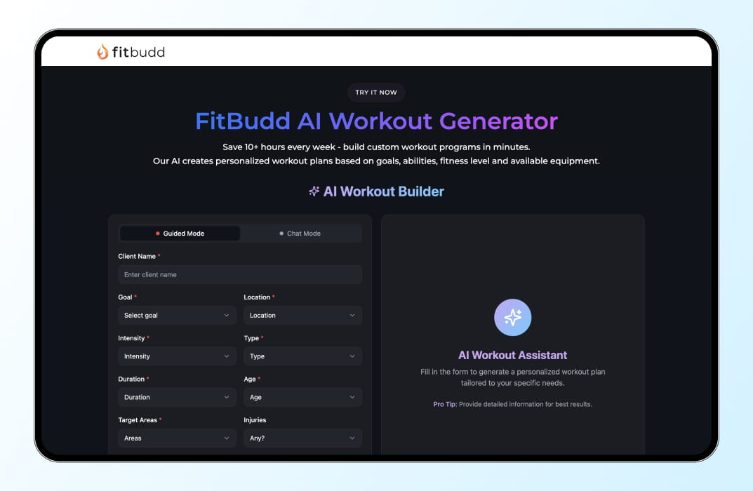 personal trainer can create programs faster with AI Workout builder