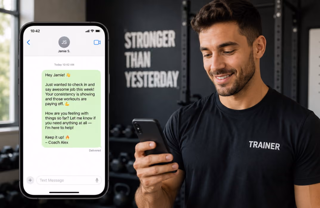 rainer sending a friendly client update message on a phone] 