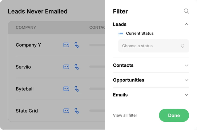 Close CRM Smart Views Example