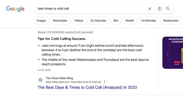 Best time to cold call guide ranking example