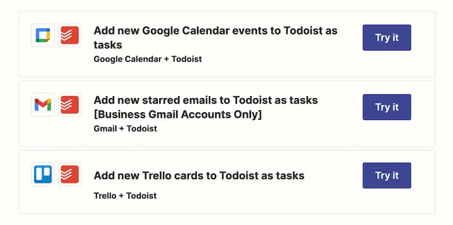 Zapier integrations example within content