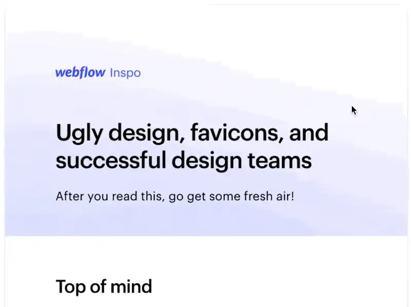 Webflow Inspo newsletter example