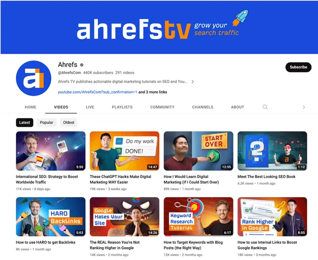 Ahrefs YouTube customer acquisition example