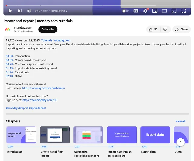 Monday.com YouTube customer acquisition example