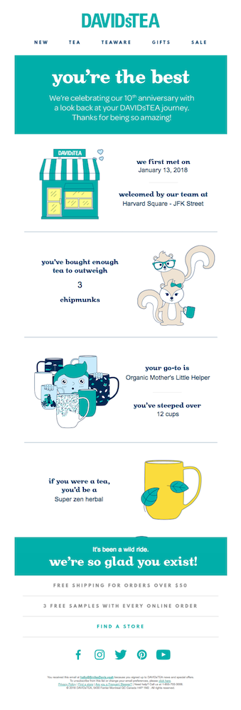 DAVIDsTEA customer engagement email example