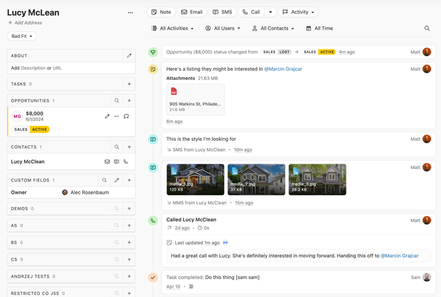 Close CRM document storage feature