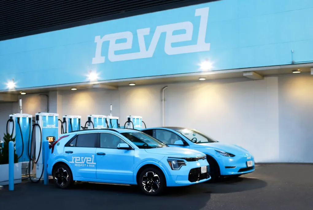 Demo EV ride share vehicles in a Revel event booth