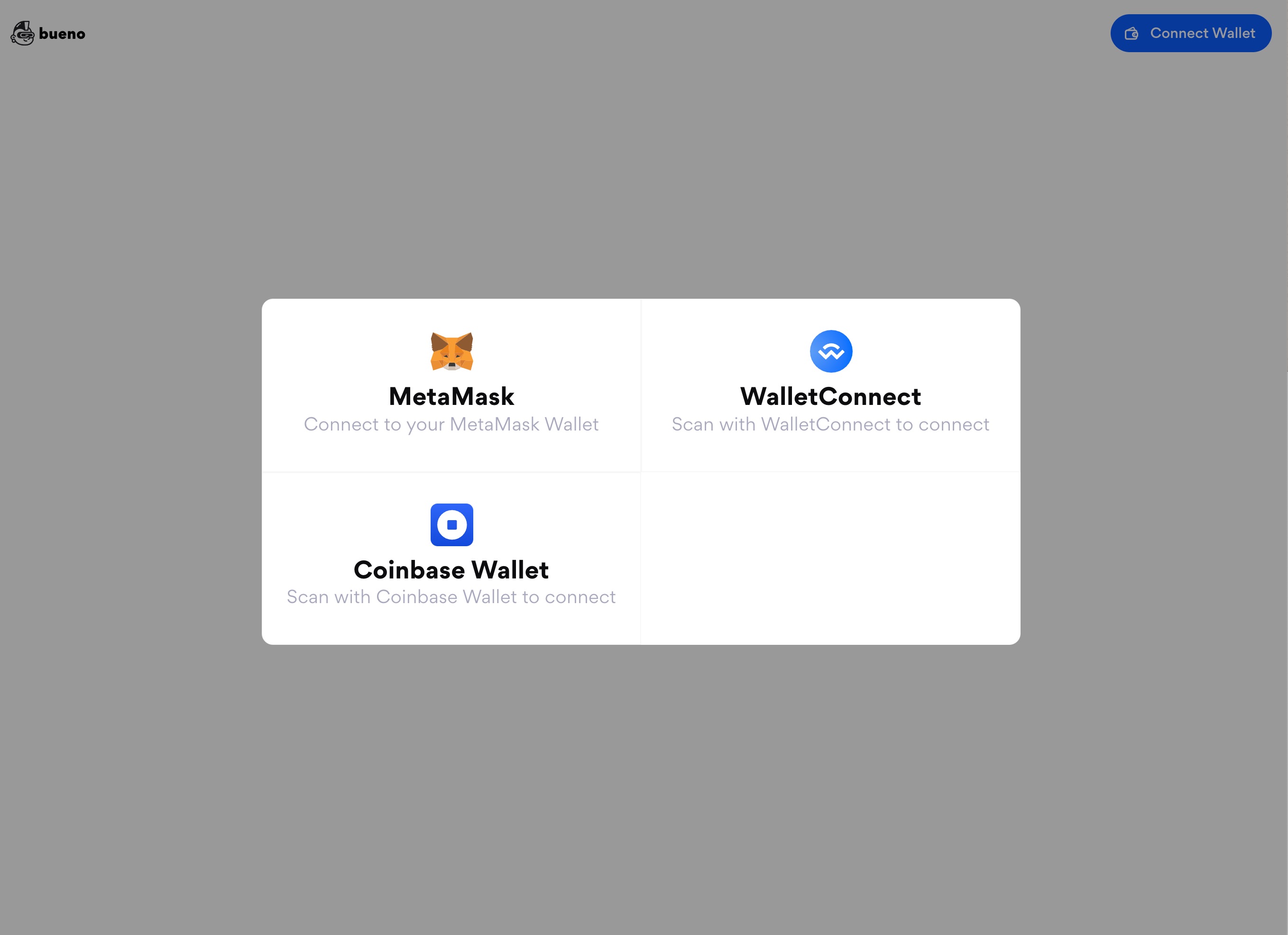 Connect your wallet to Bueno