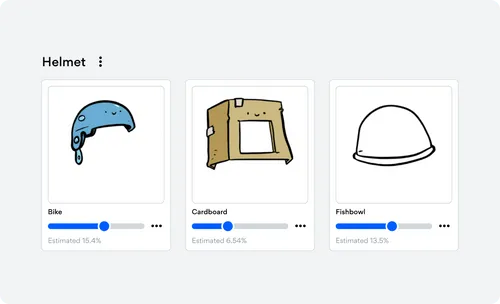 A screen shot of a computer screen with three different types of hats.