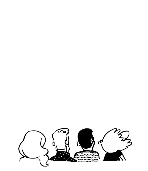 A black and white picture of a group of people.