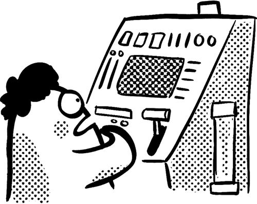 Black and white cartoon playing games