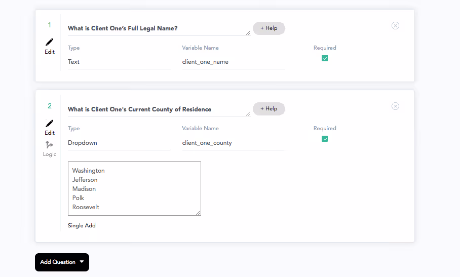 variables for power of attorney document automation