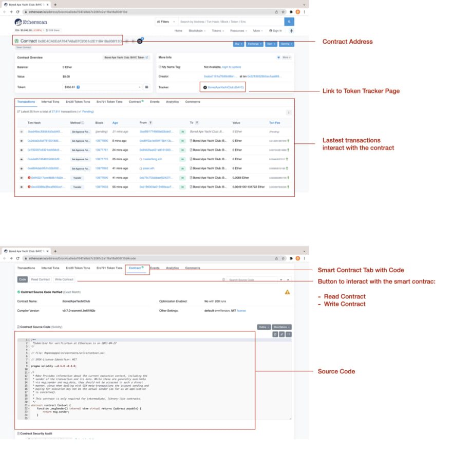 NFT contract on etherscan