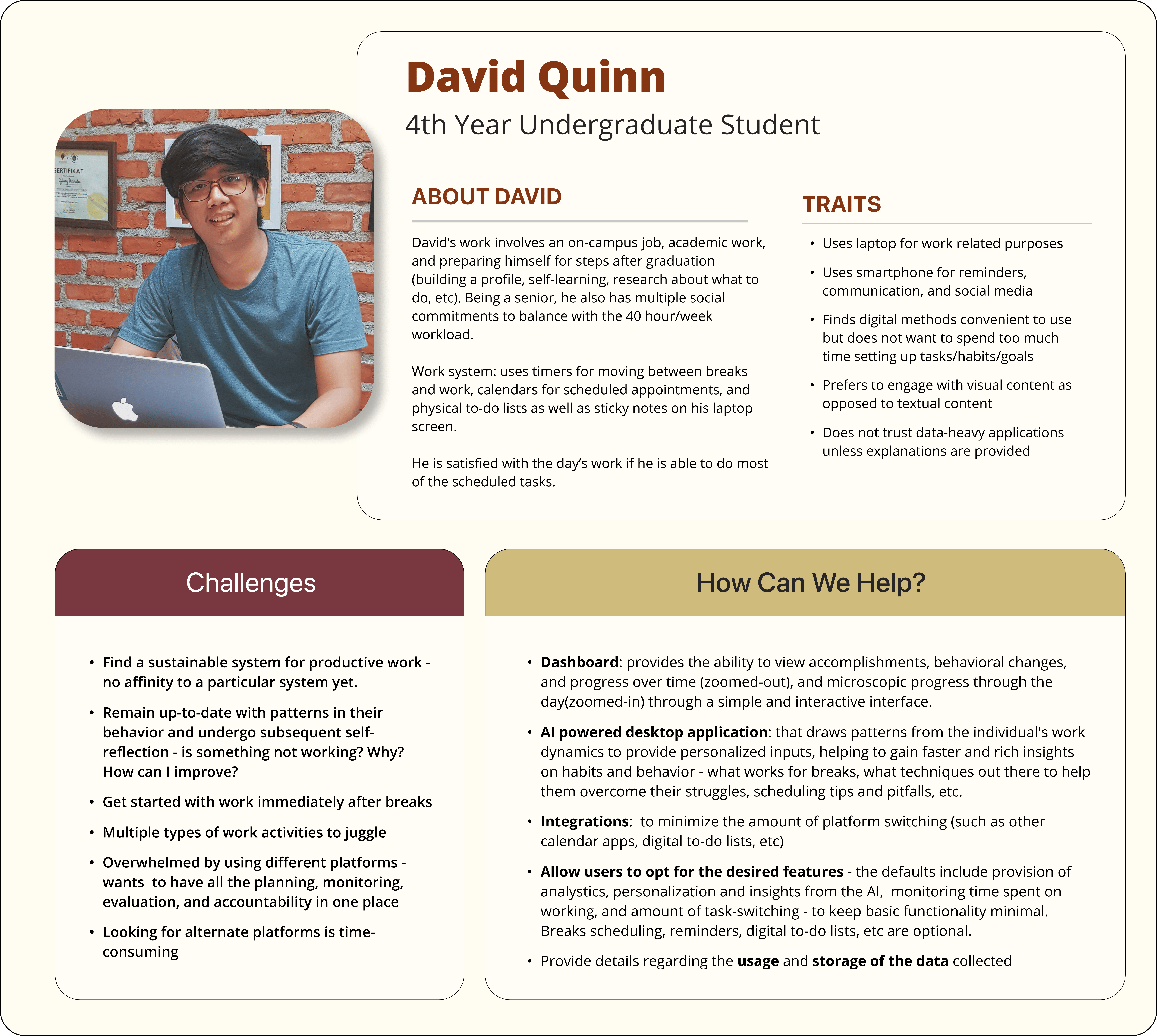 User persona of a 4th year undergraduate student 