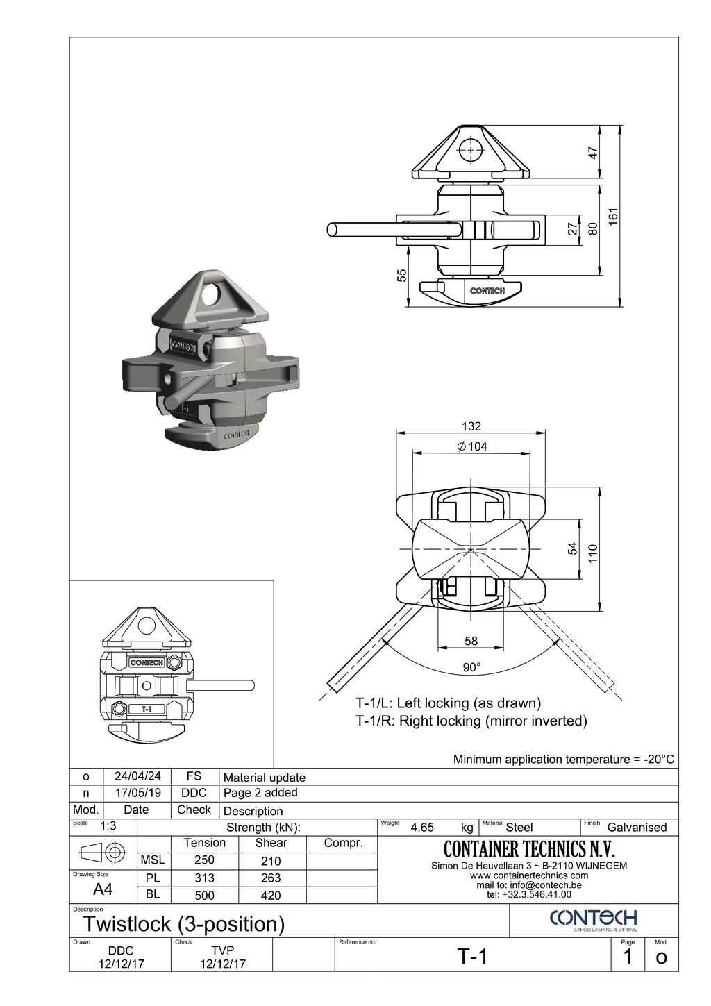 Contech intermediate twistlock T-1