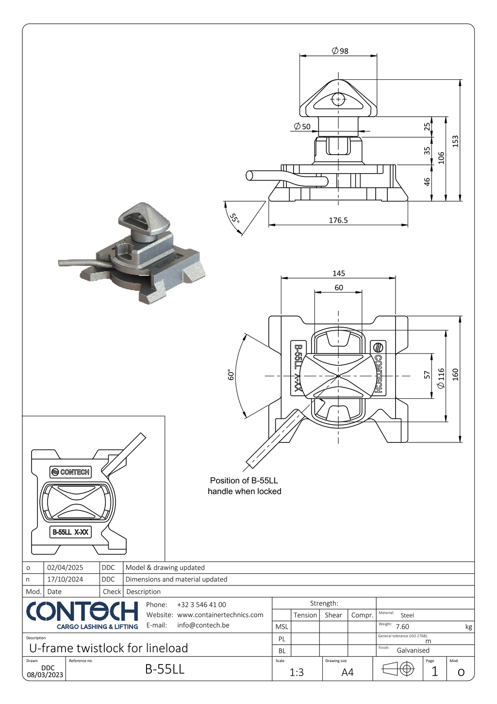 Contech Line load bottom twistlock B-55L