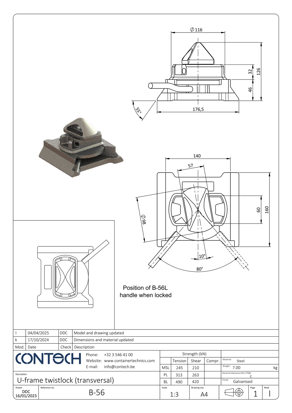 Contech Transversal bottom twistlock B-56