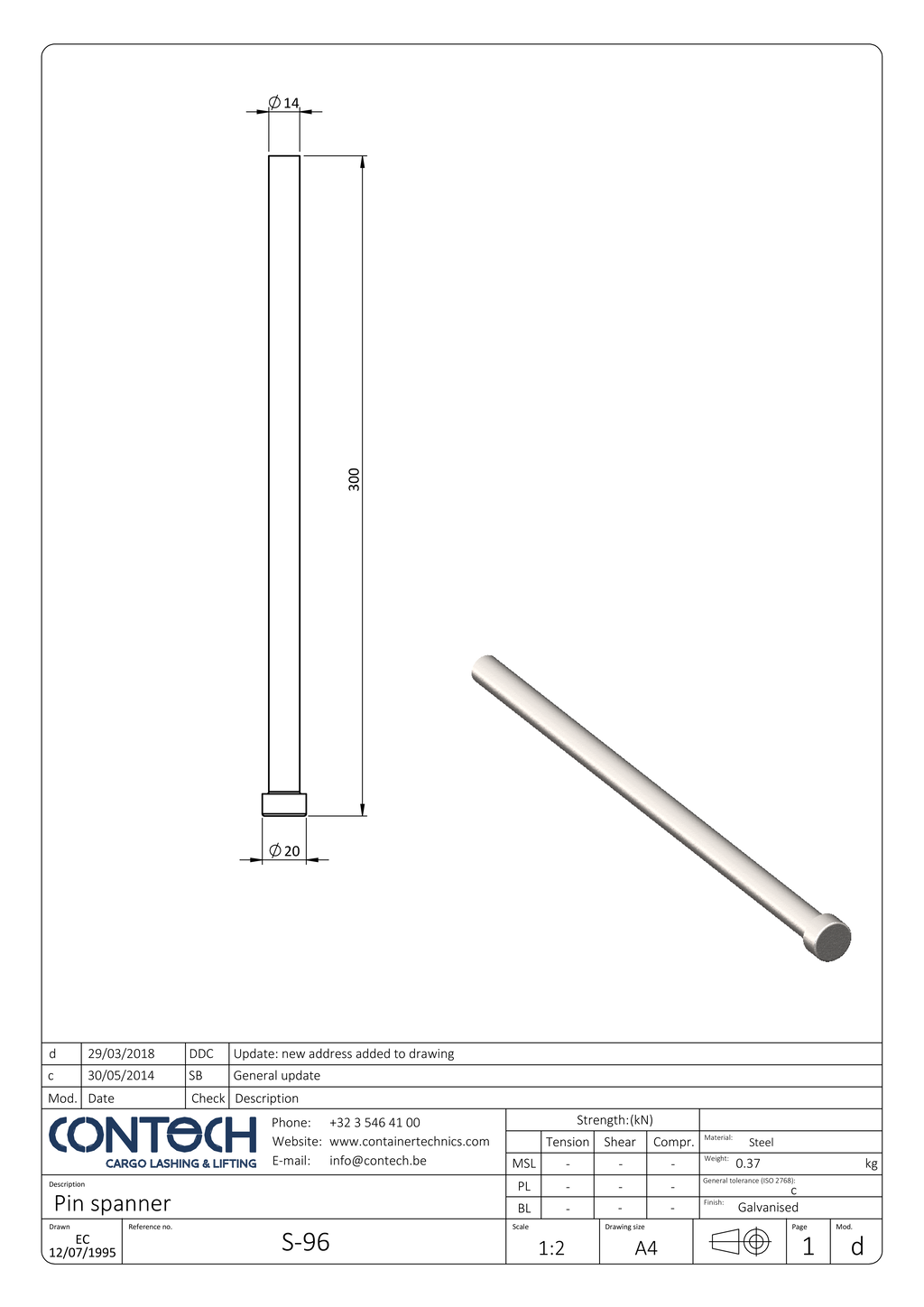 Contech Pin spanner for S-25 and s-24 turnbuckles