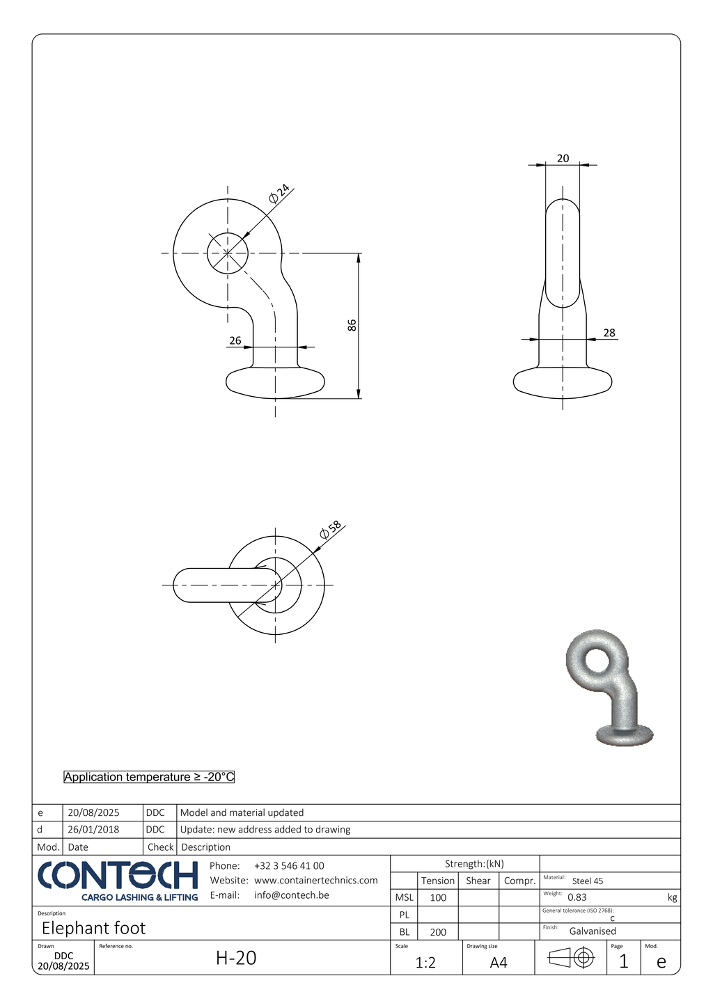 Contech Elephant foot lashing point H-20