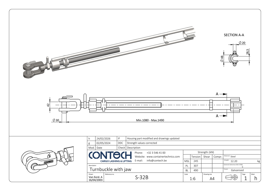 Contech  lashing bars Turnbuckle S-32B