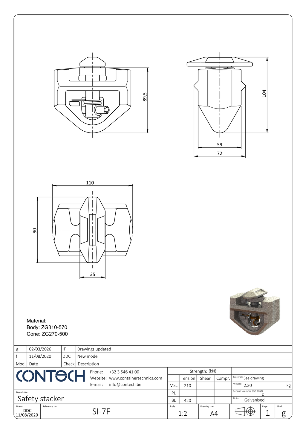 Contech SI-7F Self-hanging stacker without wings