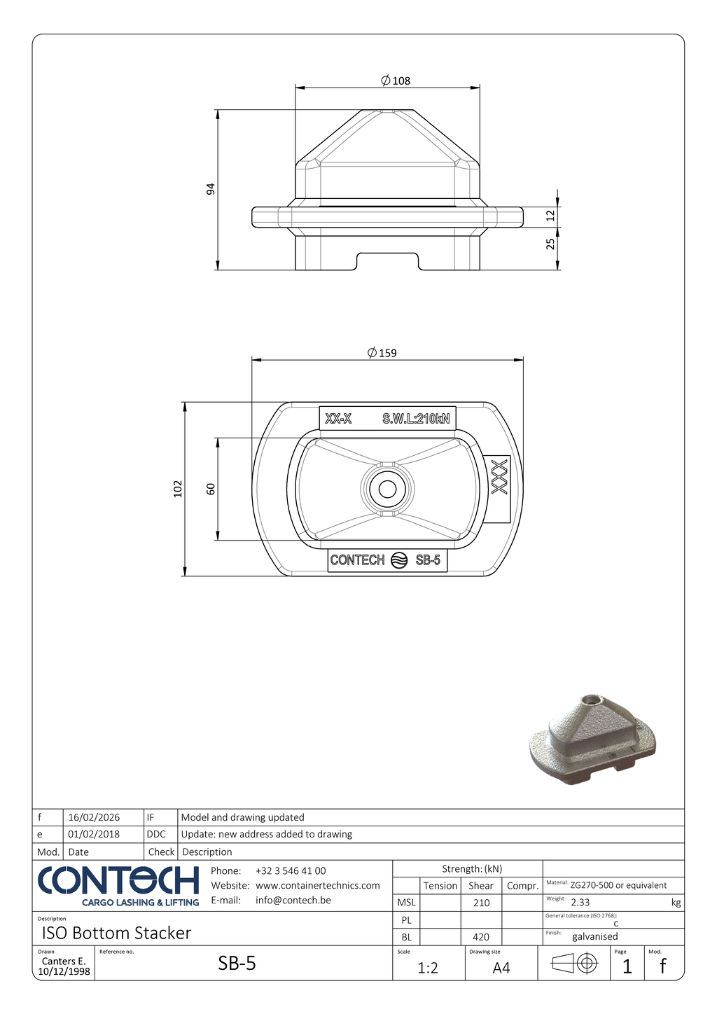 Contech SB-5 ISO bottom stacker