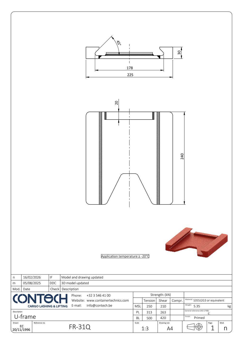 Contech FR-31Q Single elongated U-frame / dovetail foundation