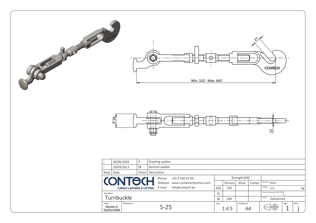 open body chain turnbuckle S-25 