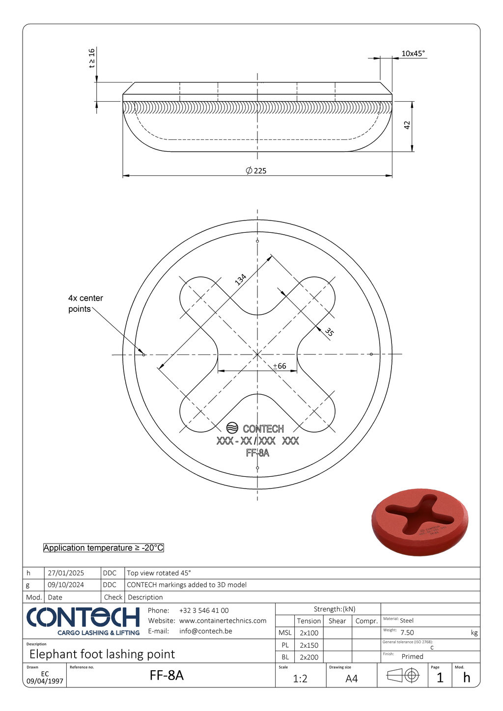 FF-8A flush elphane foot lashing point