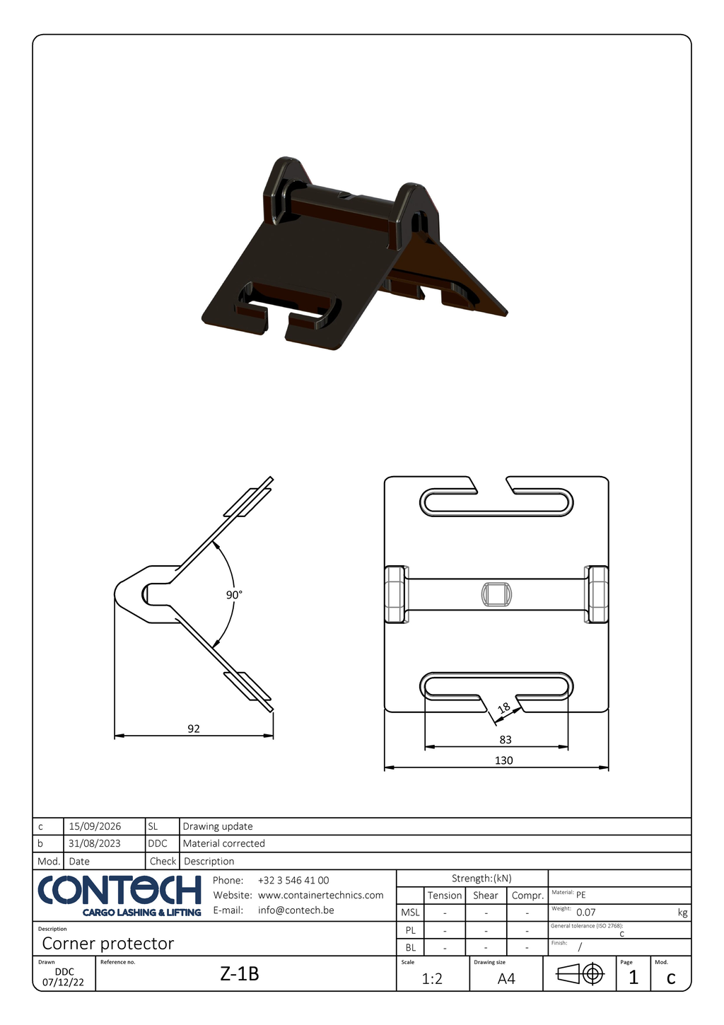 Corner protector for webbings