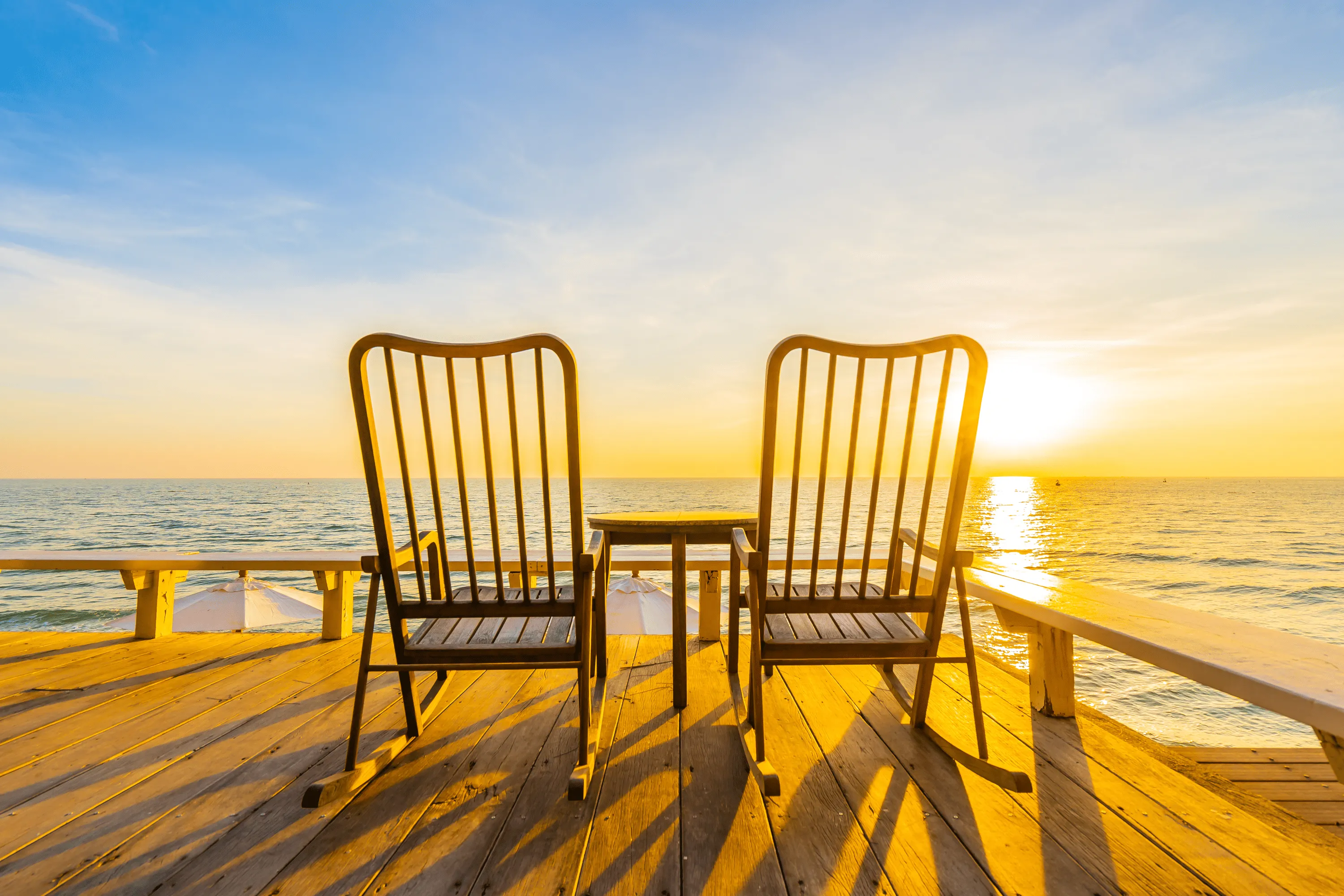 A vacation-like chairs on the beach