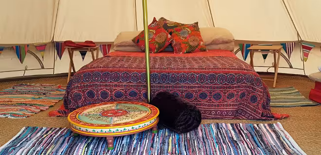 Inside Fallow Fields Bell tent