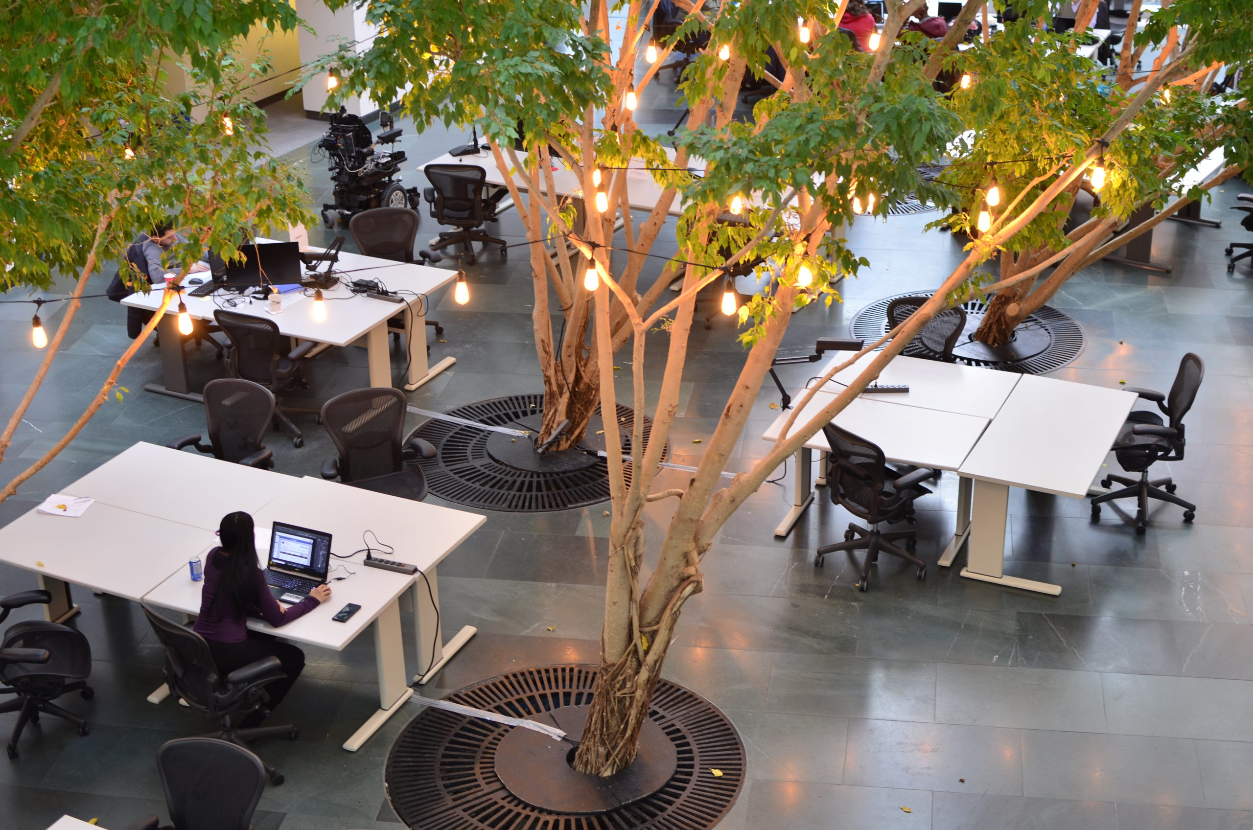 Photograph of the atrium in ventureLAB's innovation space.