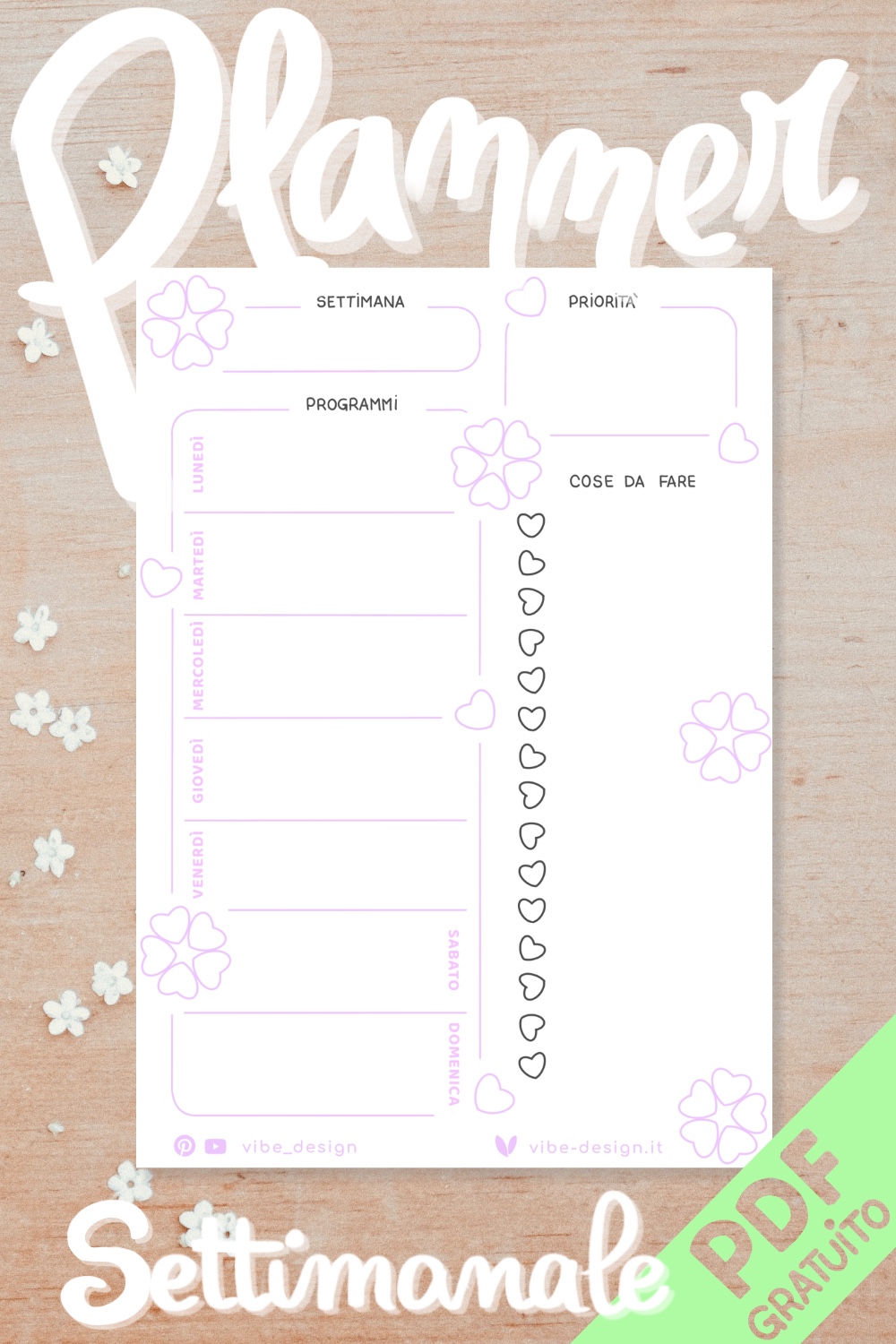 Planner lista delle cose da fare settimanale PDF