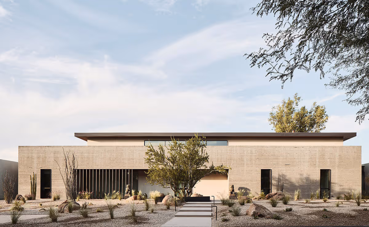 boardformed concrete modern desert house in Phoenix by The Ranch Mine