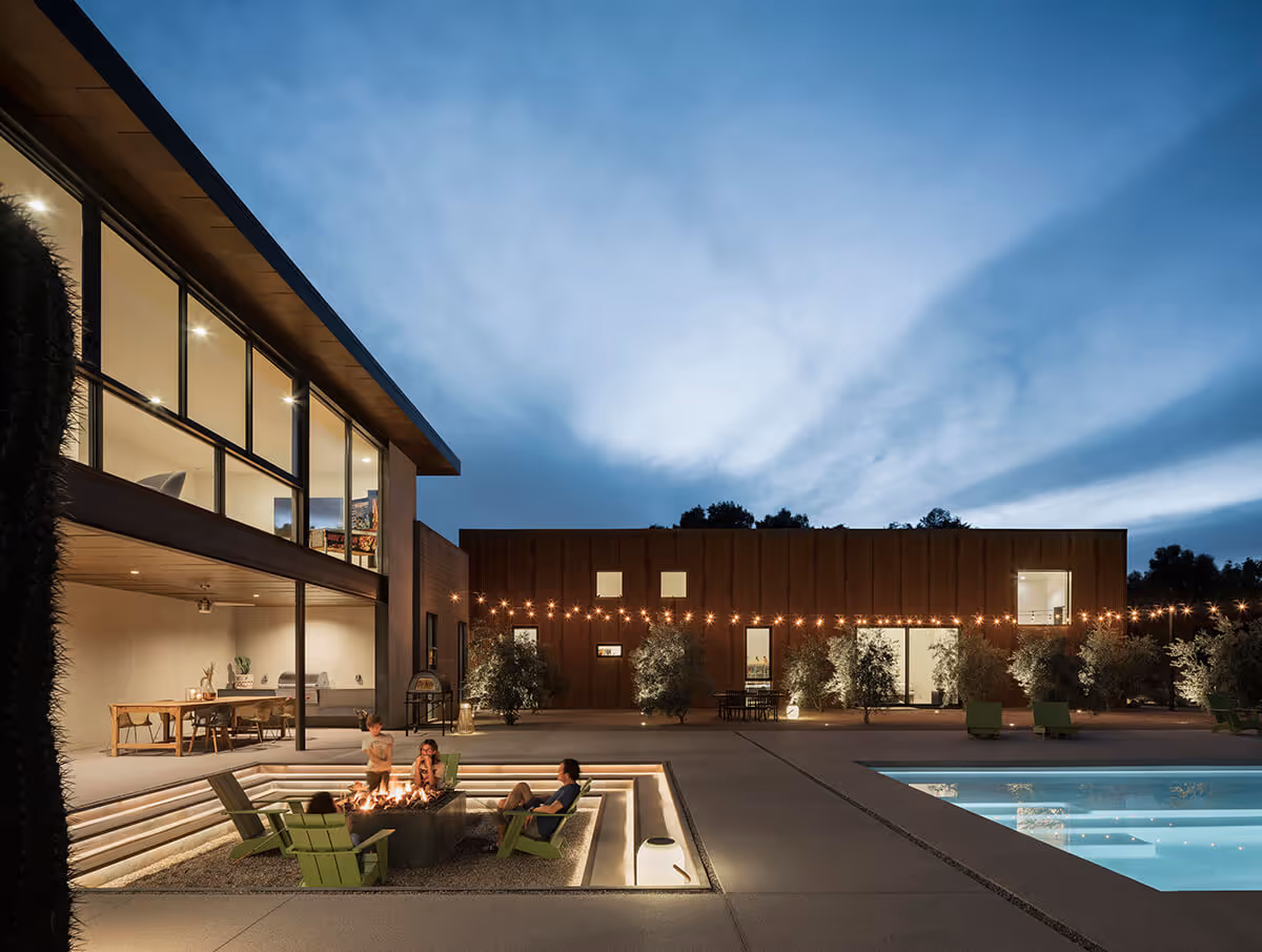 sunken firepit at a modern desert house in Phoenix by The Ranch Mine