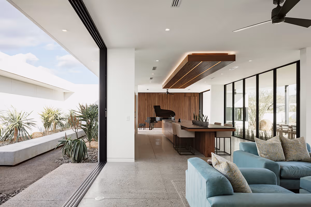Indoor outdoor living at a modern desert house by The Ranch Mine