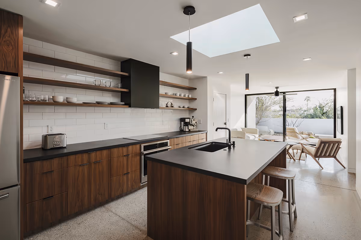 Guest house kitchen and living space  in a modern desert home by The Ranch Mine