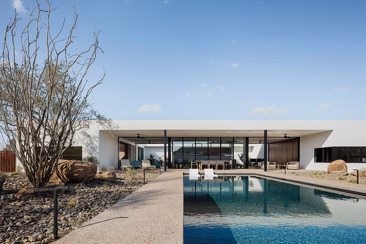 pool in the desert in a modern desert house by The Ranch Mine