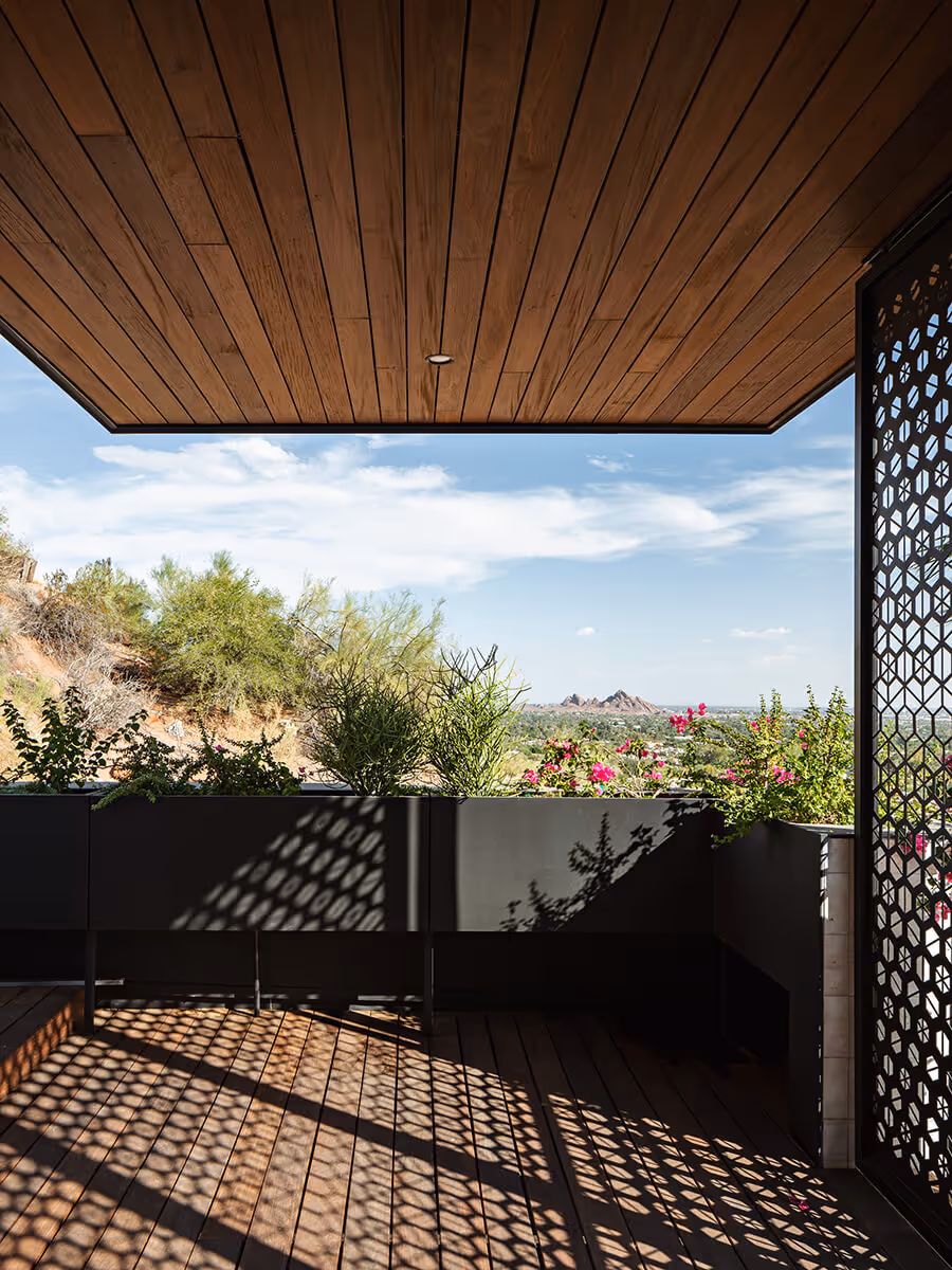 Patio planters at a modern home in Phoenix by The Ranch Mine