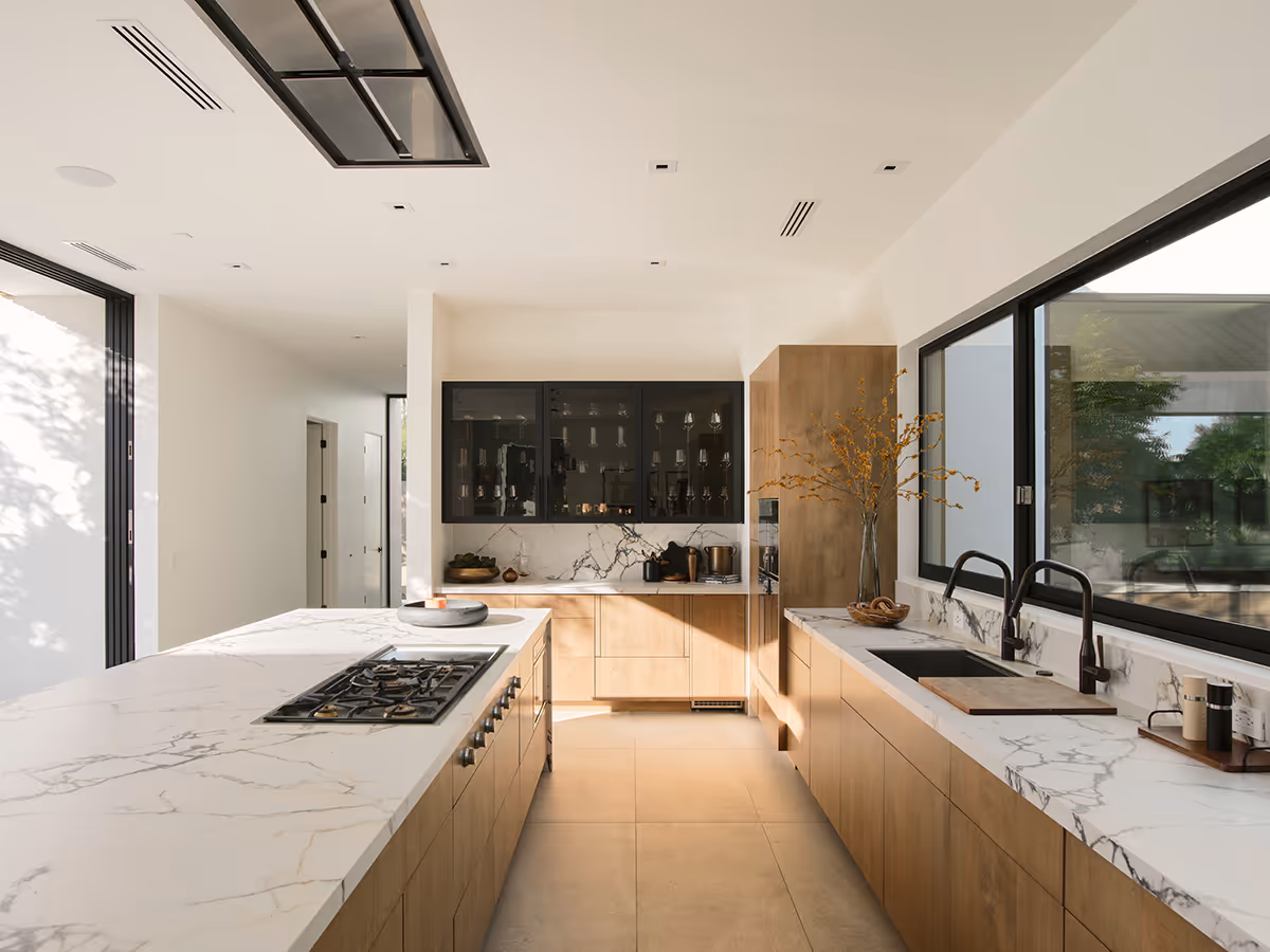 kitchen at modern gable house in Paradise Valley Arizona by The Ranch Mine