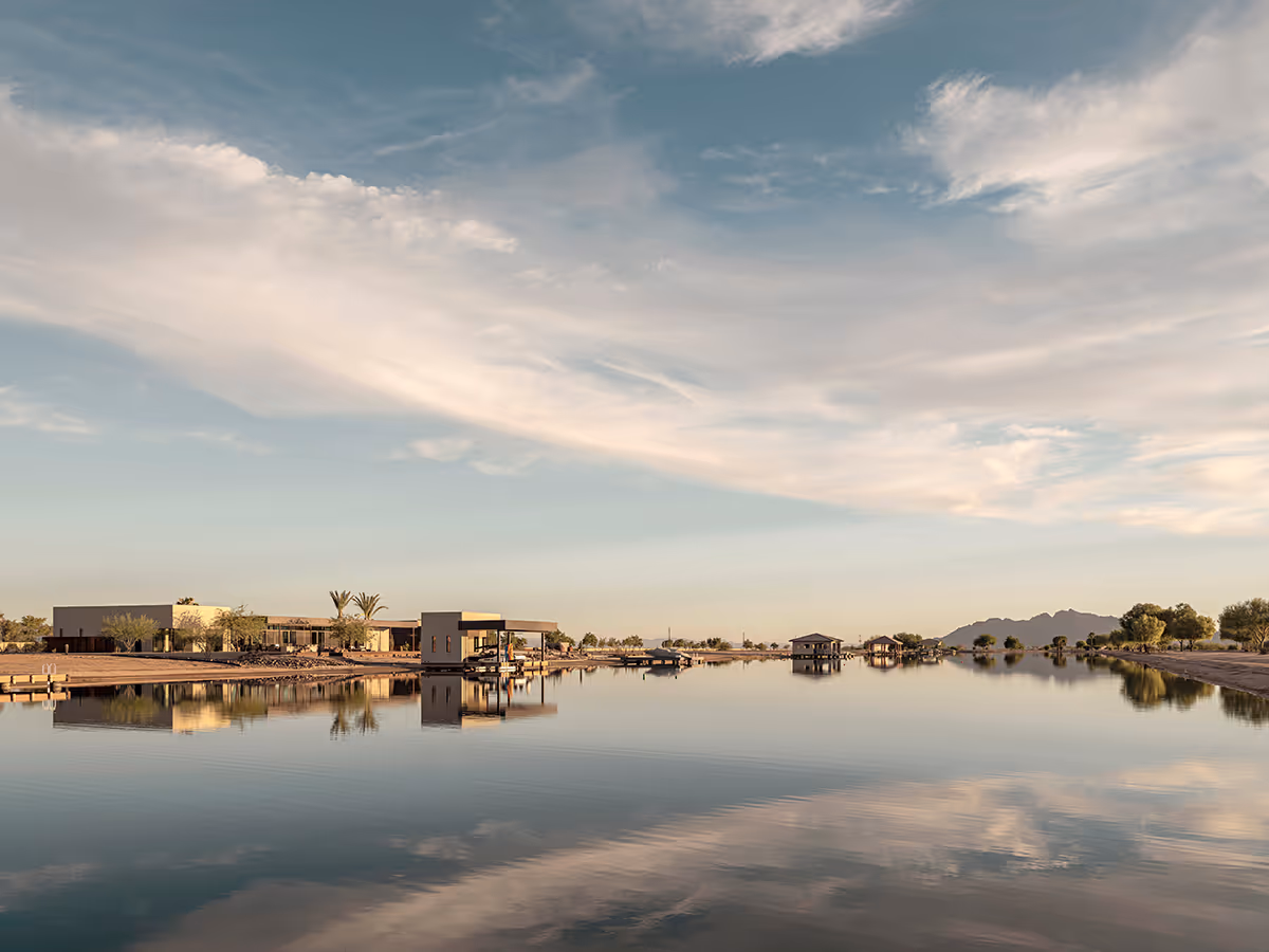 modern house on a water ski lake in Arizona by The Ranch Mine