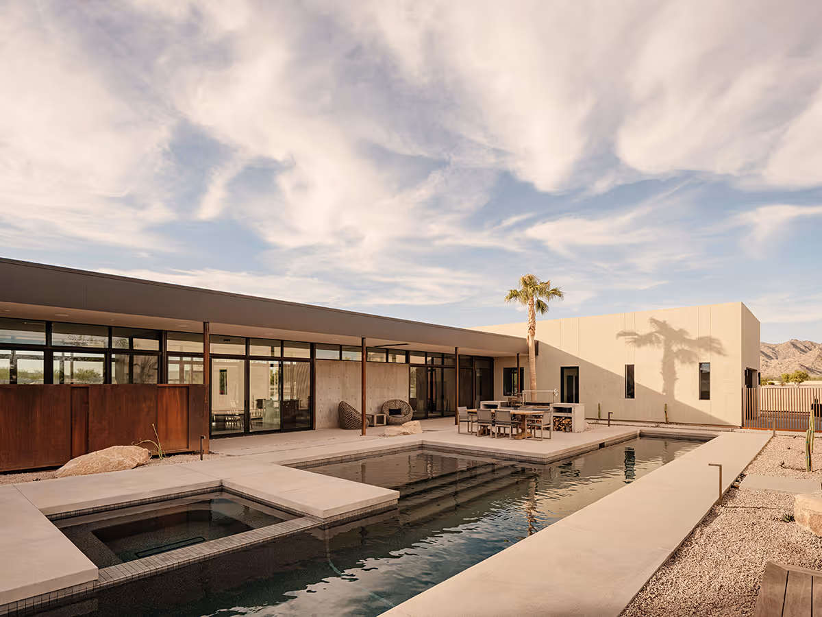 lap pool and hot tub at a desert modern house in Arizona by The Ranch Mine