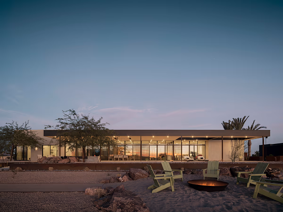 fire pit at a desert modern house in Arizona by The Ranch Mine