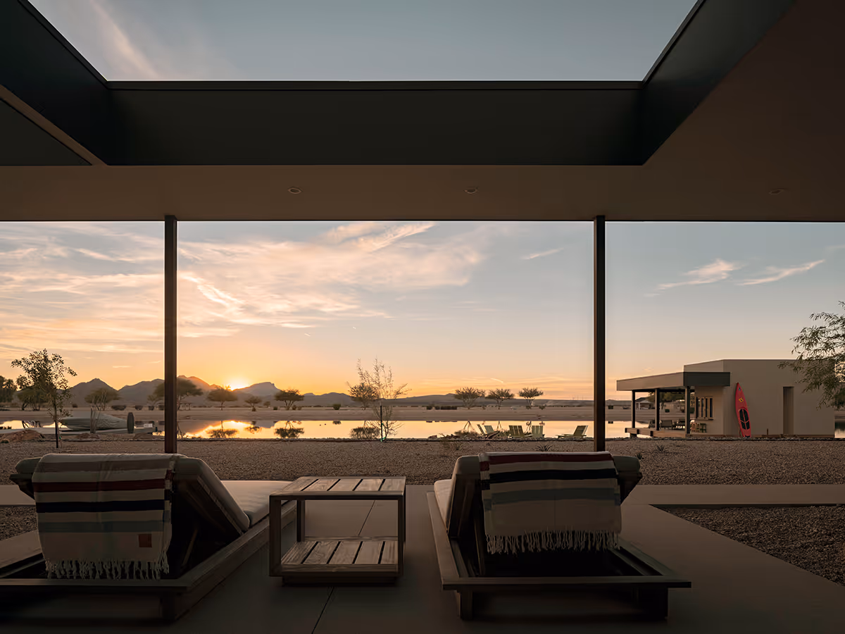 sunset and sky view at a desert modern house in Arizona by The Ranch Mine