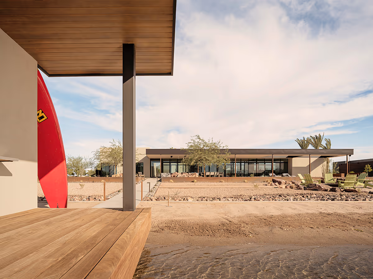 modern boat house on a water ski lake in Arizona by The Ranch Mine